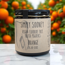 Load image into Gallery viewer, Glass Jar Vegan Fluoride Free Remineralizing Tooth Powder Orange Formula