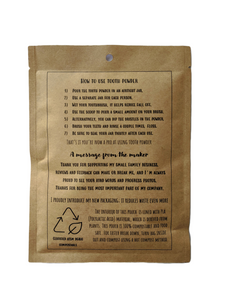 Zero Waste Compostable Paper Bag Organic Vegan Fluoride Free Tooth Powder up to 6 month supply