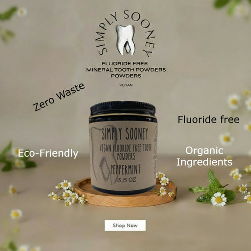 Glass Jar Vegan Fluoride Free Remineralizing Tooth Powder Organic Ingredients