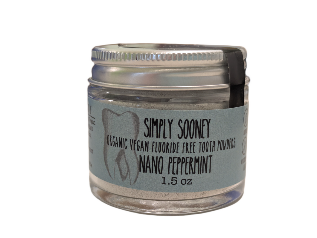 Glass Jar Nano-Hydroxyapatite Organic Vegan Fluoride Free Remineralizing Tooth Powder