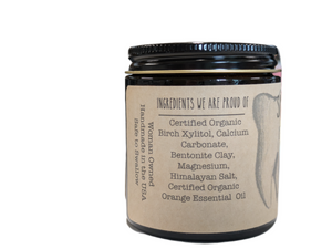 Glass Jar Vegan Fluoride Free Remineralizing Tooth Powder Orange Formula