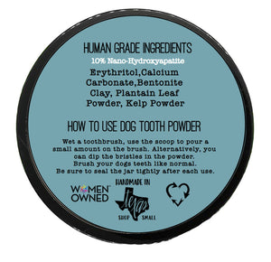 Nano-hydroxyapatite Remineralizing Fluoride Free Mineral Tooth Powder for Dogs 3.5oz Organic Ingredients
