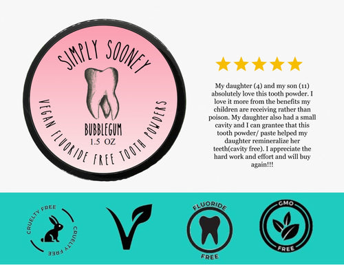 New Bubblegum Naturally Flavored Mineral Powdered Toothpaste