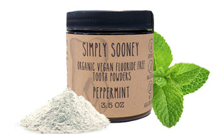 Glass Jar Organic Vegan Fluoride Free Remineralizing Tooth Powder Peppermint Formula