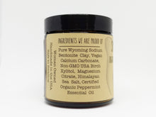 Load image into Gallery viewer, Glass Jar Organic Vegan Fluoride Free Remineralizing Tooth Powder Peppermint Formula